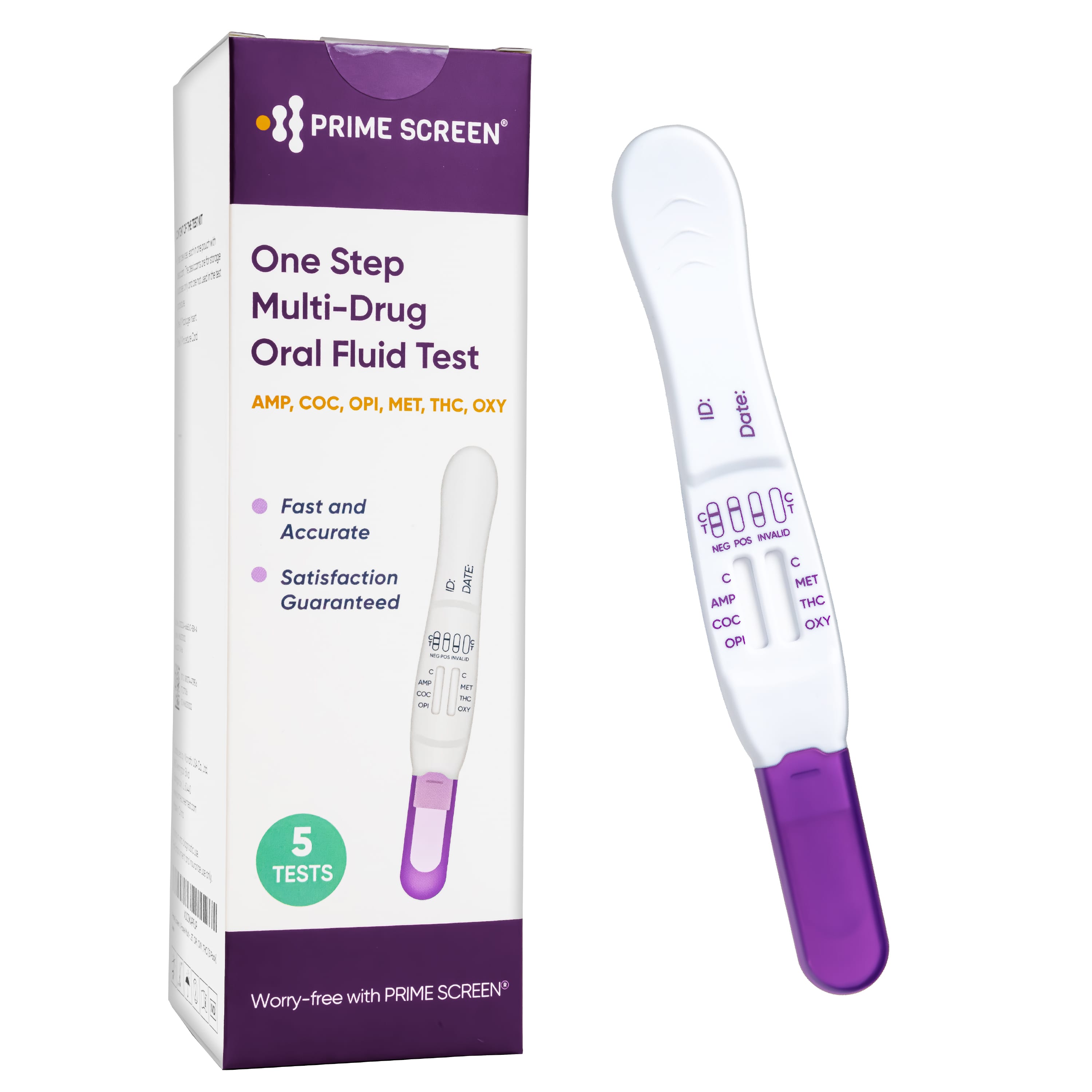 6-Panel Saliva Oral Fluid T-Square with indicator Drug Test Screen Kit (AMP,COC,MET,OPI,OXY,THC) DSODOA-666EUO-I