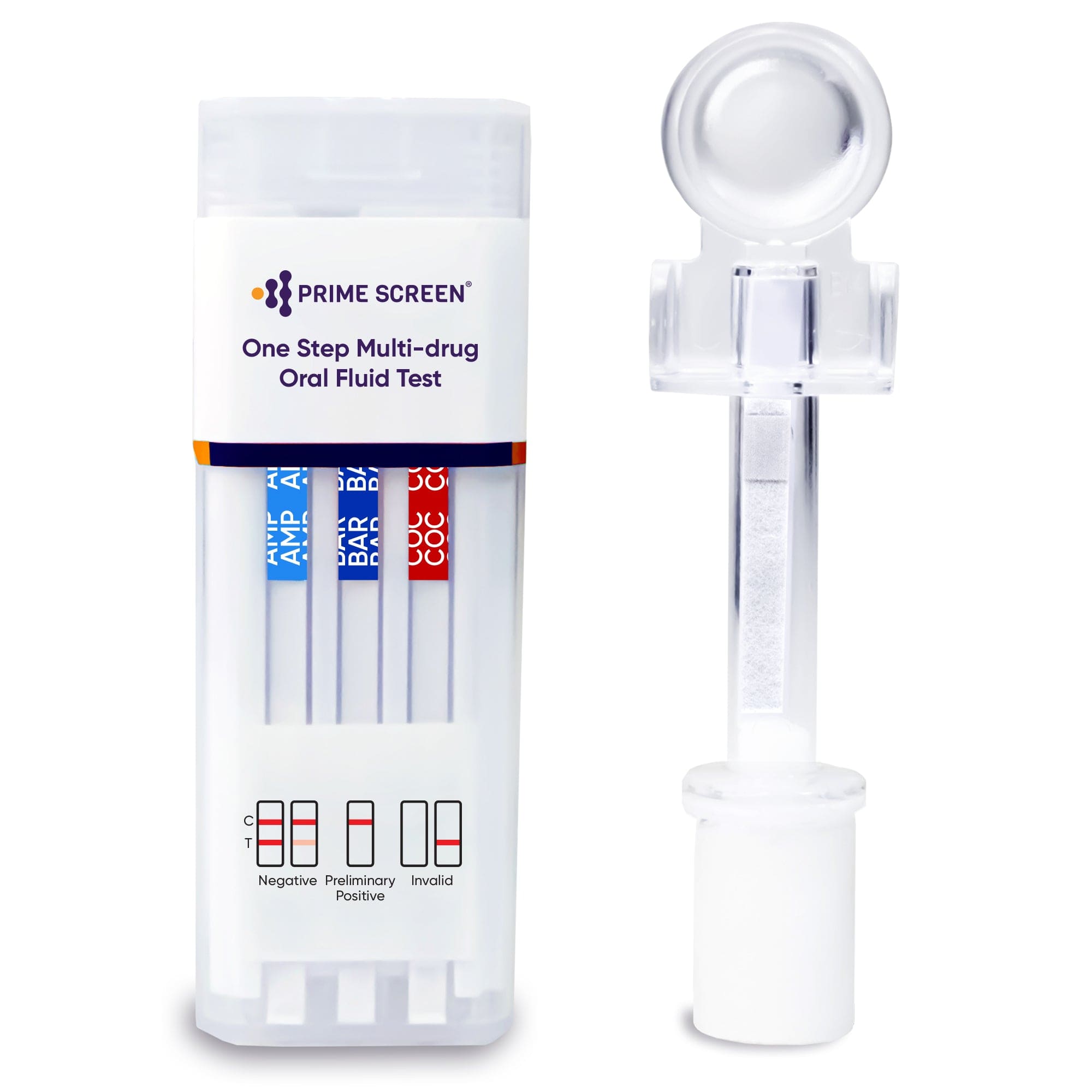Prime Screen - 10 Panel Oral Saliva Test Kit (AMP, BAR, COC, MDMA, MET, MTD, OPI, OXY, PCP, THC) - ODOA-10106