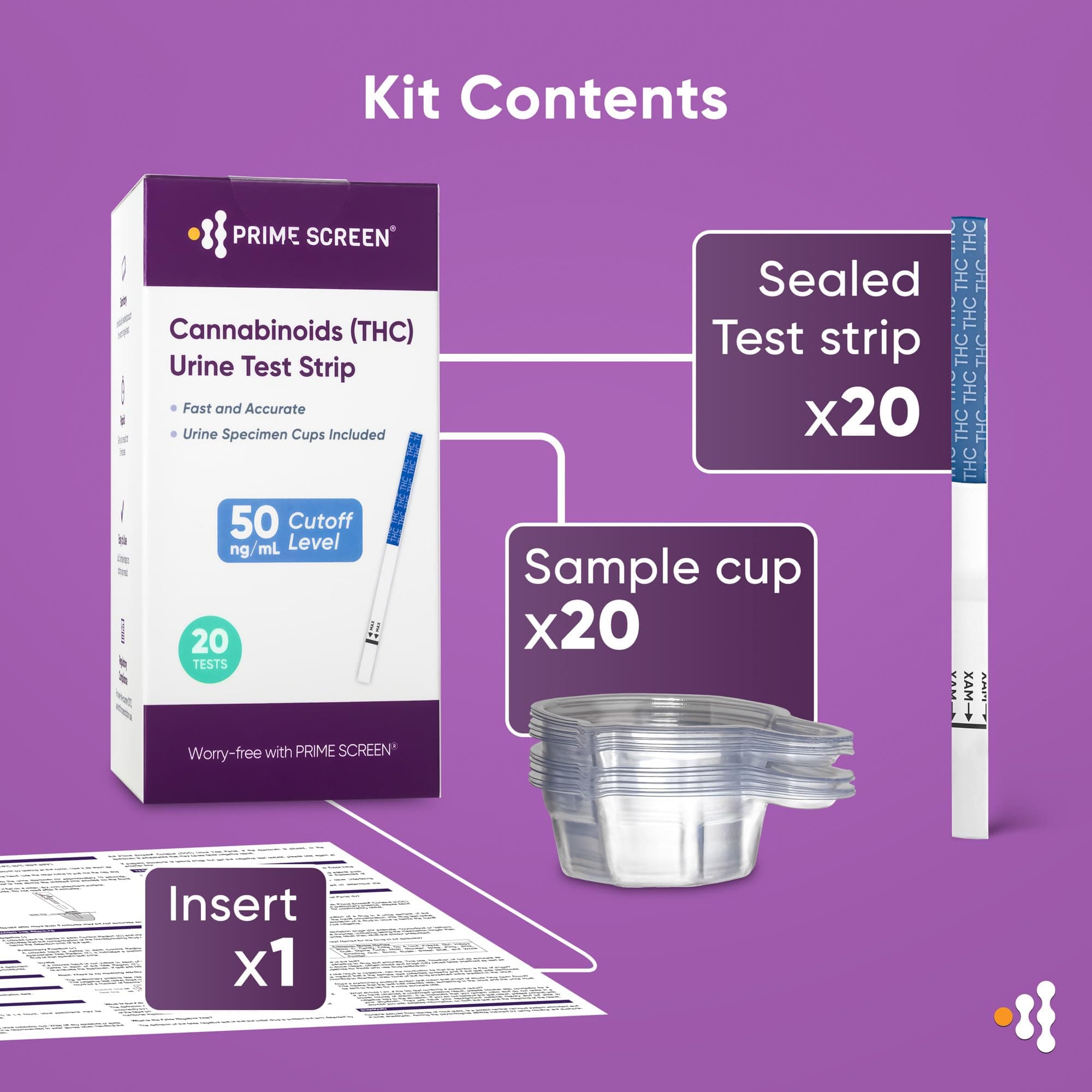 Prime Screen THC Urine Test Strips with Cup Included
