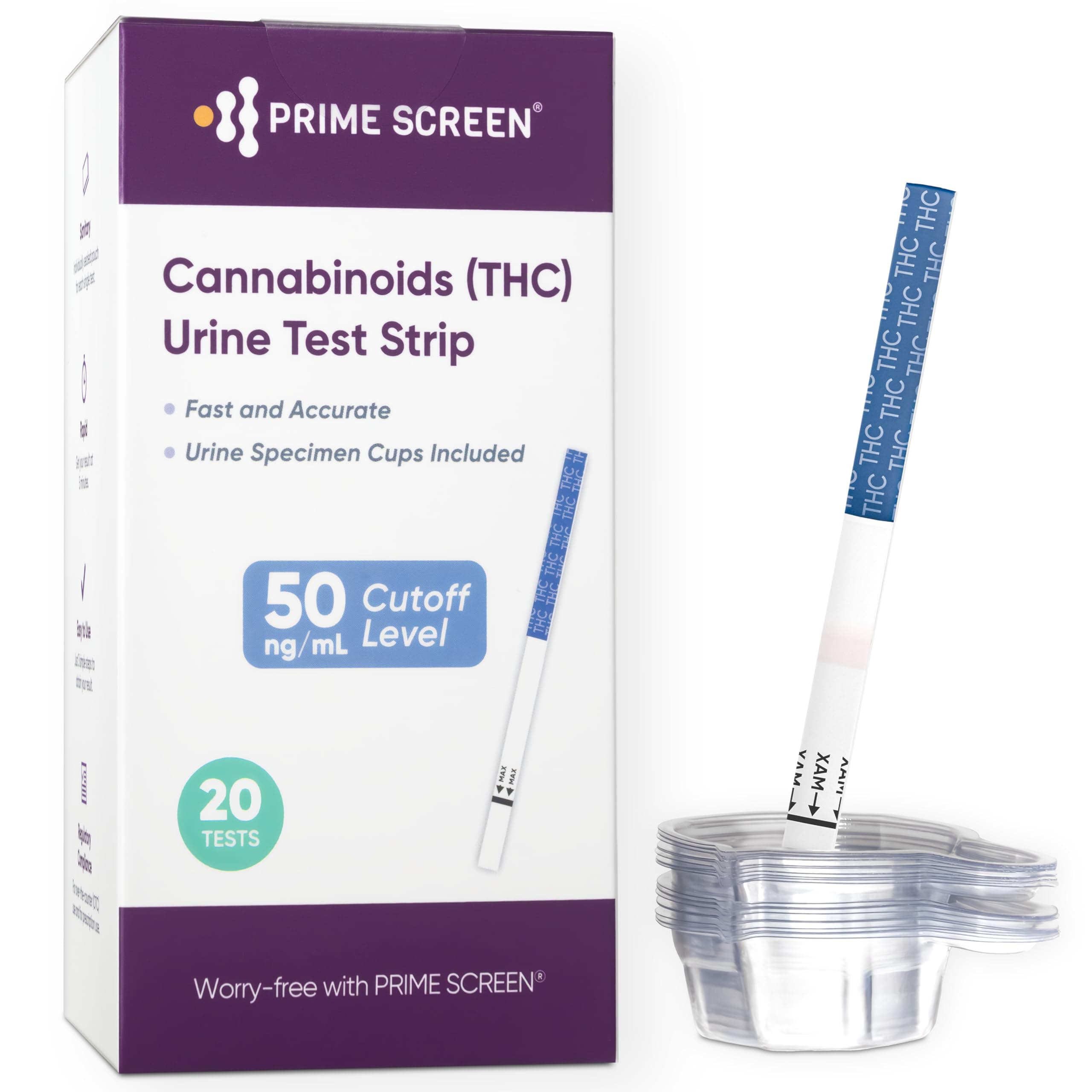 Prime Screen THC Urine Test Strips with Cup Included
