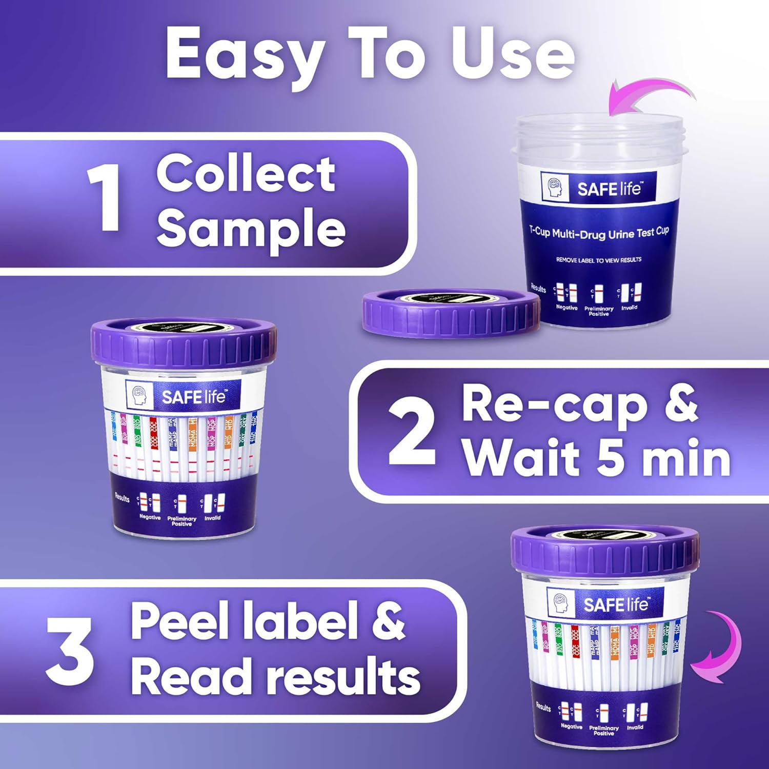 Prime Screen - SAFElife??? T-Cup?? 22 Panel Drug Screen Test Cup with AMP 300, BAR 300, BUP10, BZO2000, COC100, EDDP 300, HMO 300, KET 1000, MDMA 500, MET 300, MOP 100, MTD 200, OXY 100, PCP 25, PPX 300, THC 25, ETG 500, FTY 20, TRA 200, K2 50, KRA 300, 6-MAM 10