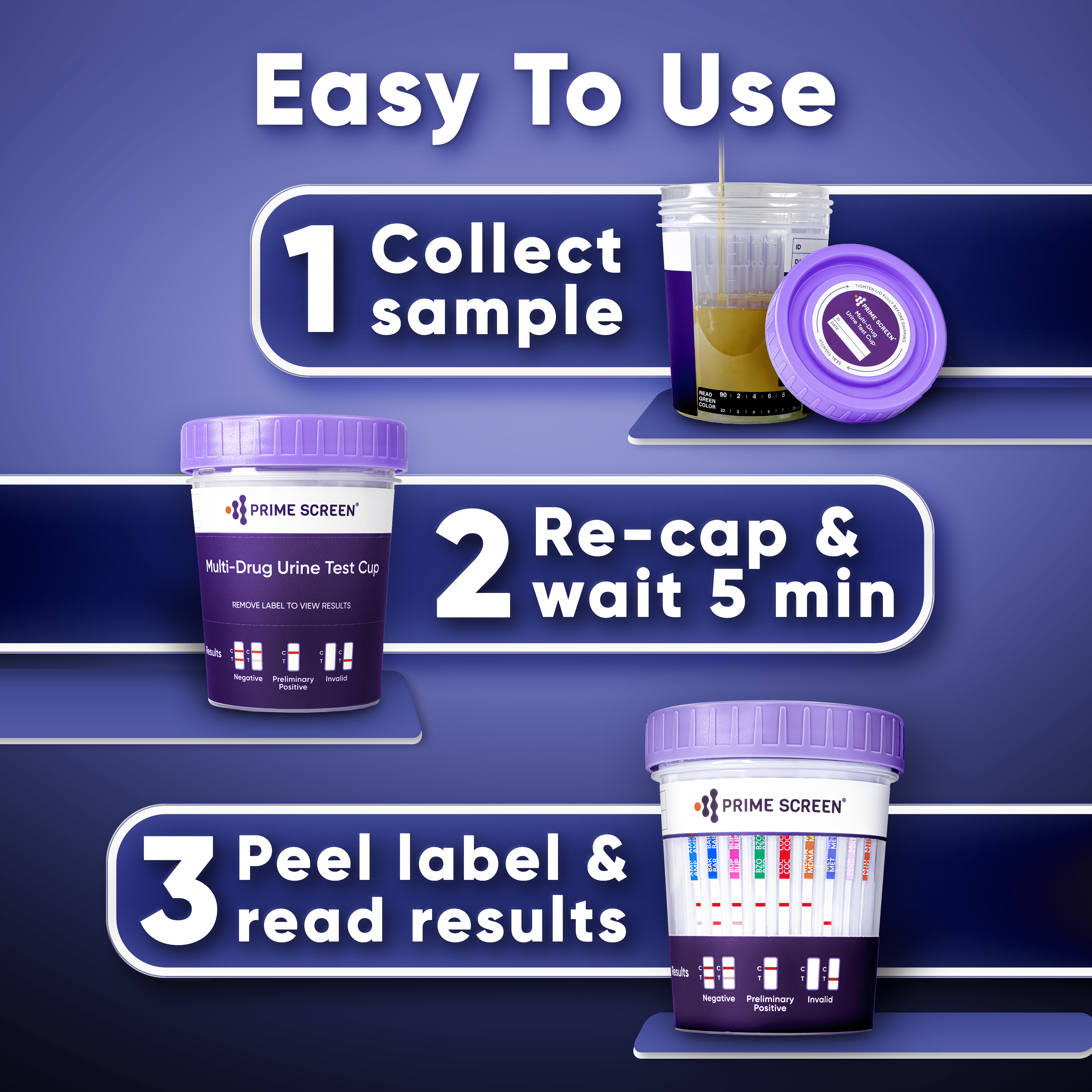 Prime Screen - 16 Panel Urine Drug Test Cup Kit (AMP,BAR,BUP,BZO,COC,mAMP,MDMA,MOP/OPI 300,MTD,OXY,PCP,THC, ETG, FTY, TRA, K2) -CDOA-9165EFTK