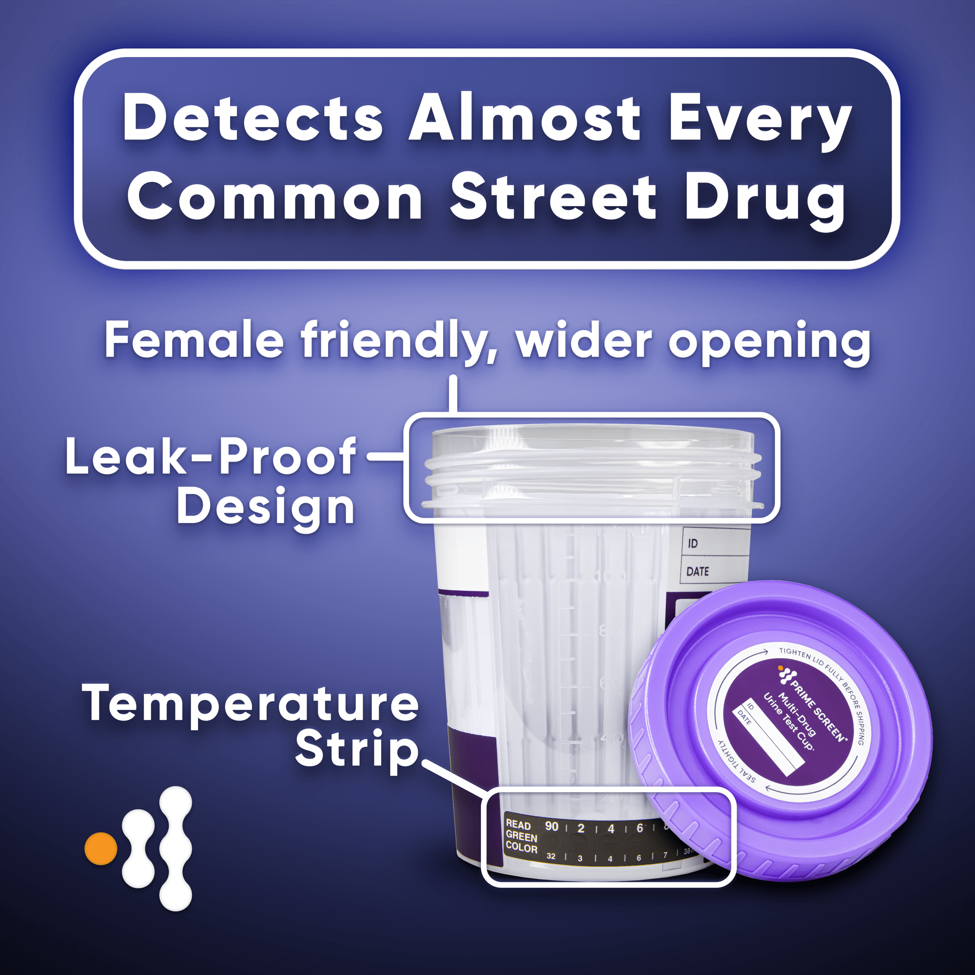 Prime Screen - 12 Panel Compact Urine Test Cup (AMP,BAR,BUP,BZO,COC,MDMA,MTD,OPI,OXY,PCP,TCA,THC) - CDOA-3124