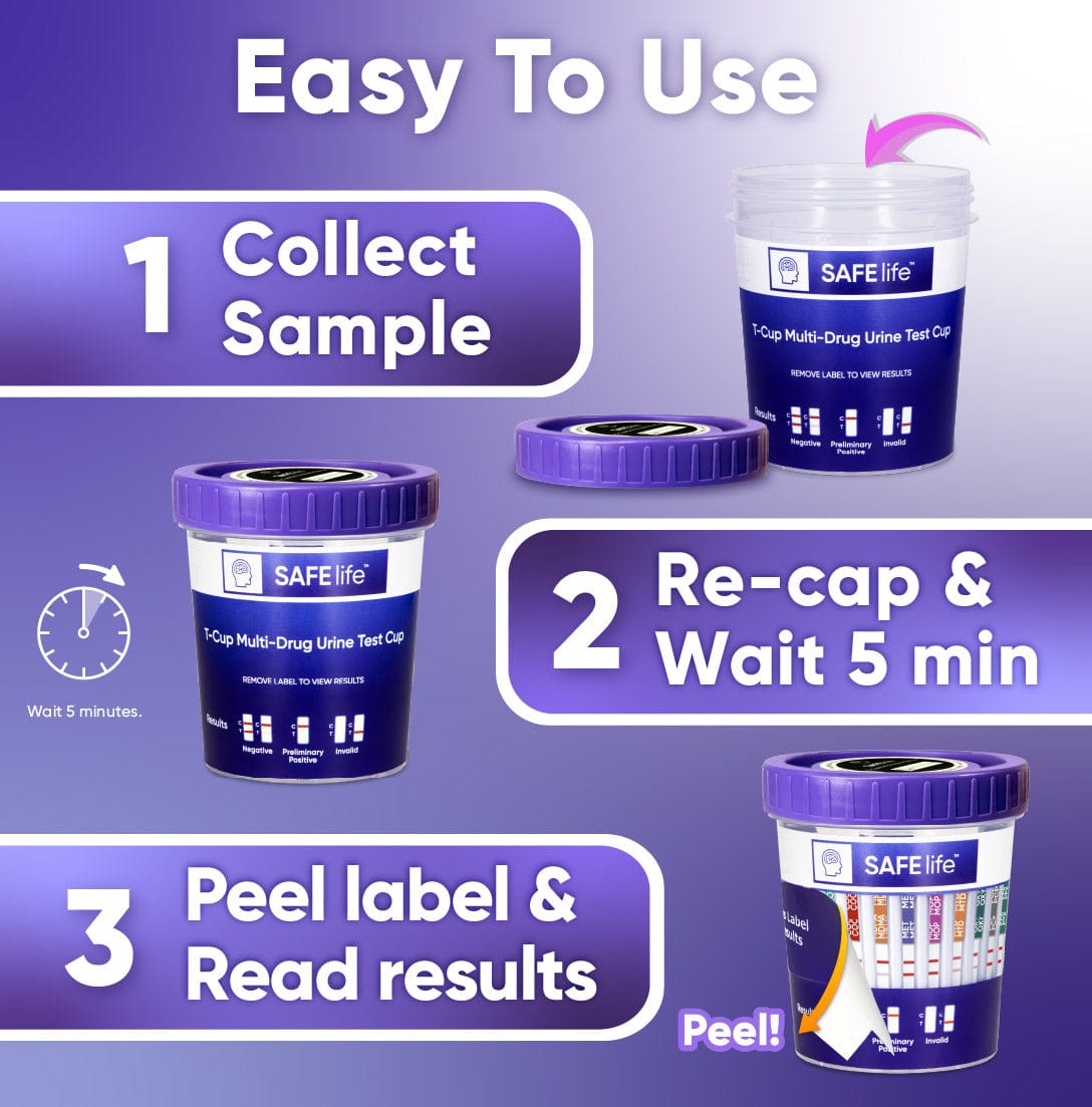 SAFE LIFE 13 Panel Urine Cup (AMP500, BAR, BUP, BZO, COC150, MDMA, MET500, MOP 300, MTD, OXY, PCP, TCA) Include with 3 Adulterations (CR,SG,PH) - CDOA-L9135NTA3