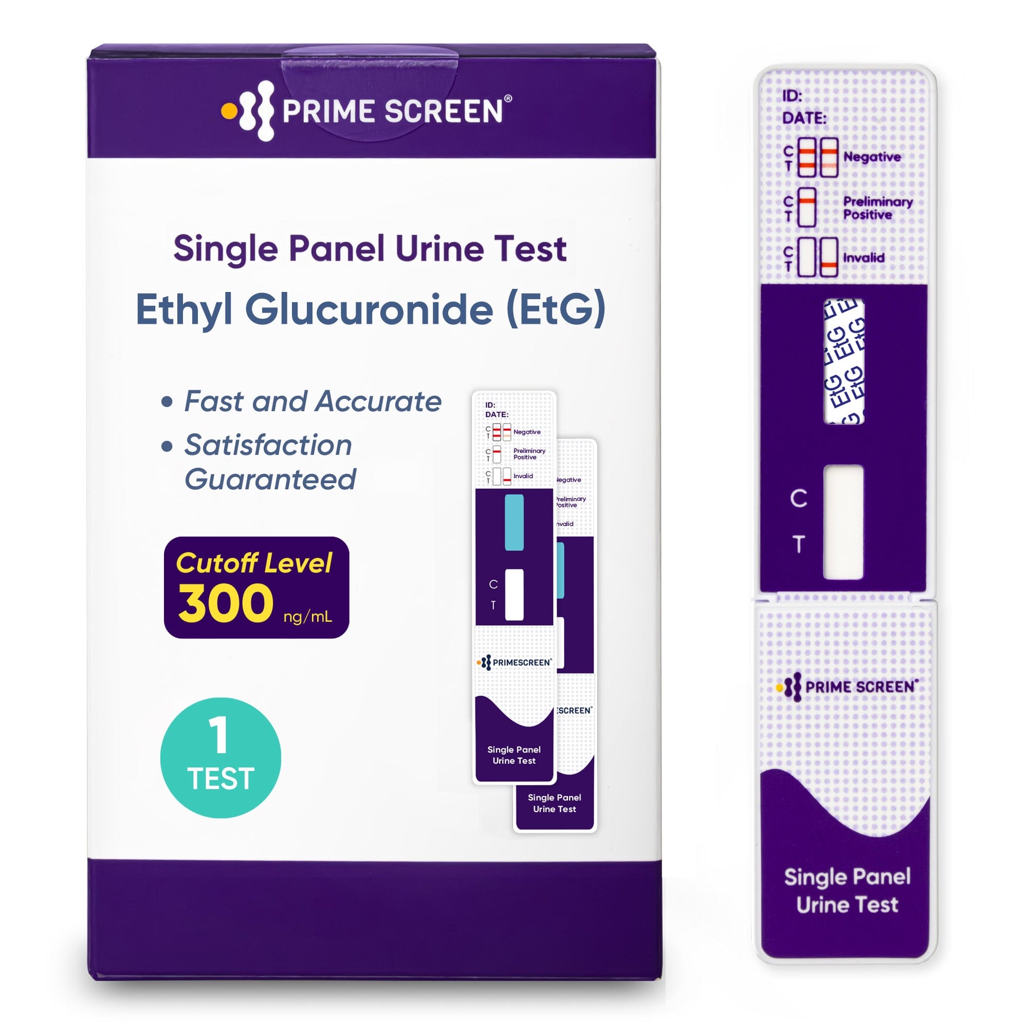 Alcohol ETG Urine Dip Card Test - 80 Hour Low Cut-Off 300 ng/mL Ethyl Glucuronide Screen Kit (EtG) WETG-114
