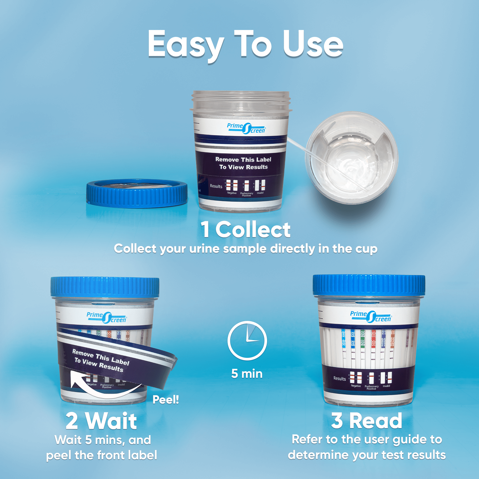 Prime Screen - 6 Panel Multi Drug Urine Test Cup (AMP,BZO,COC,mAMP,OPI,THC) - TDOA-264