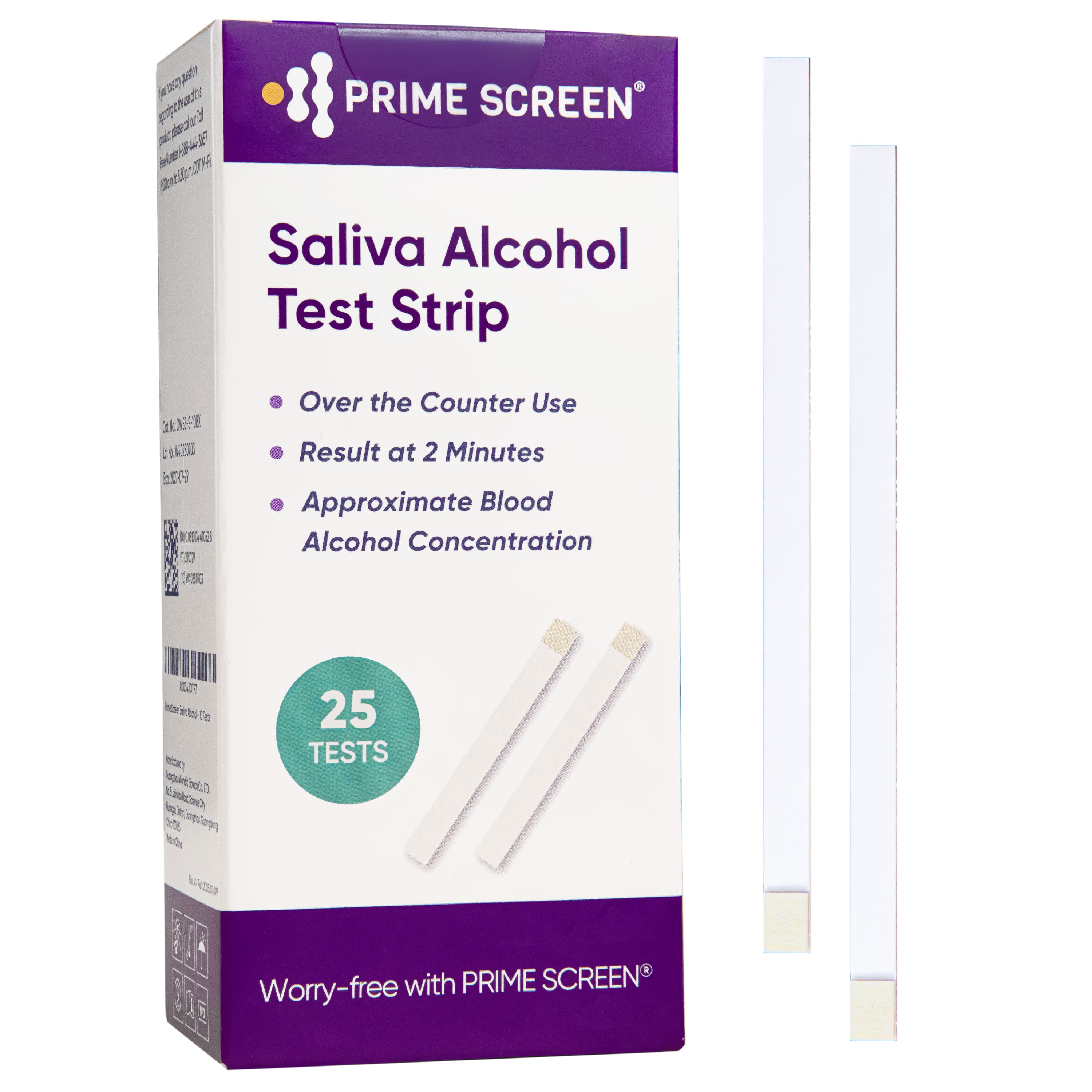 Saliva Alcohol Test Strip, High Accurate Home Test, Result in 2 Minutes - 10/25/100 Tests (EtG) W53-S