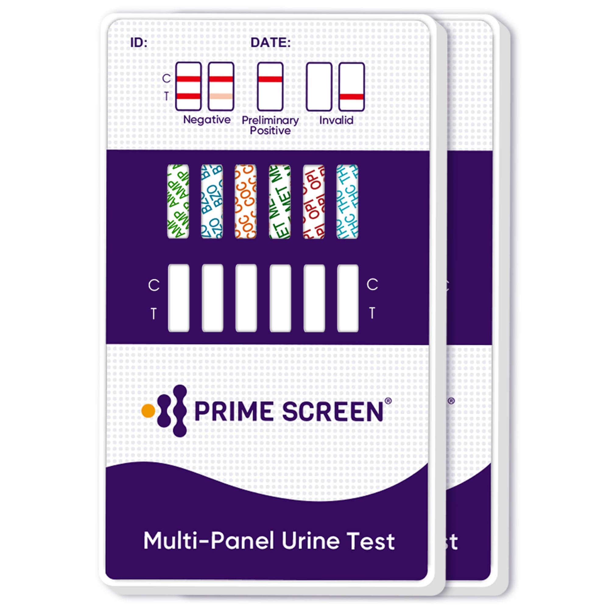 Prime Screen - 6-Panel Urine Dip Card Multi Drug Test Screen Kit (AMP,BZO,COC,mAMP,OPI,THC) WDOA-264