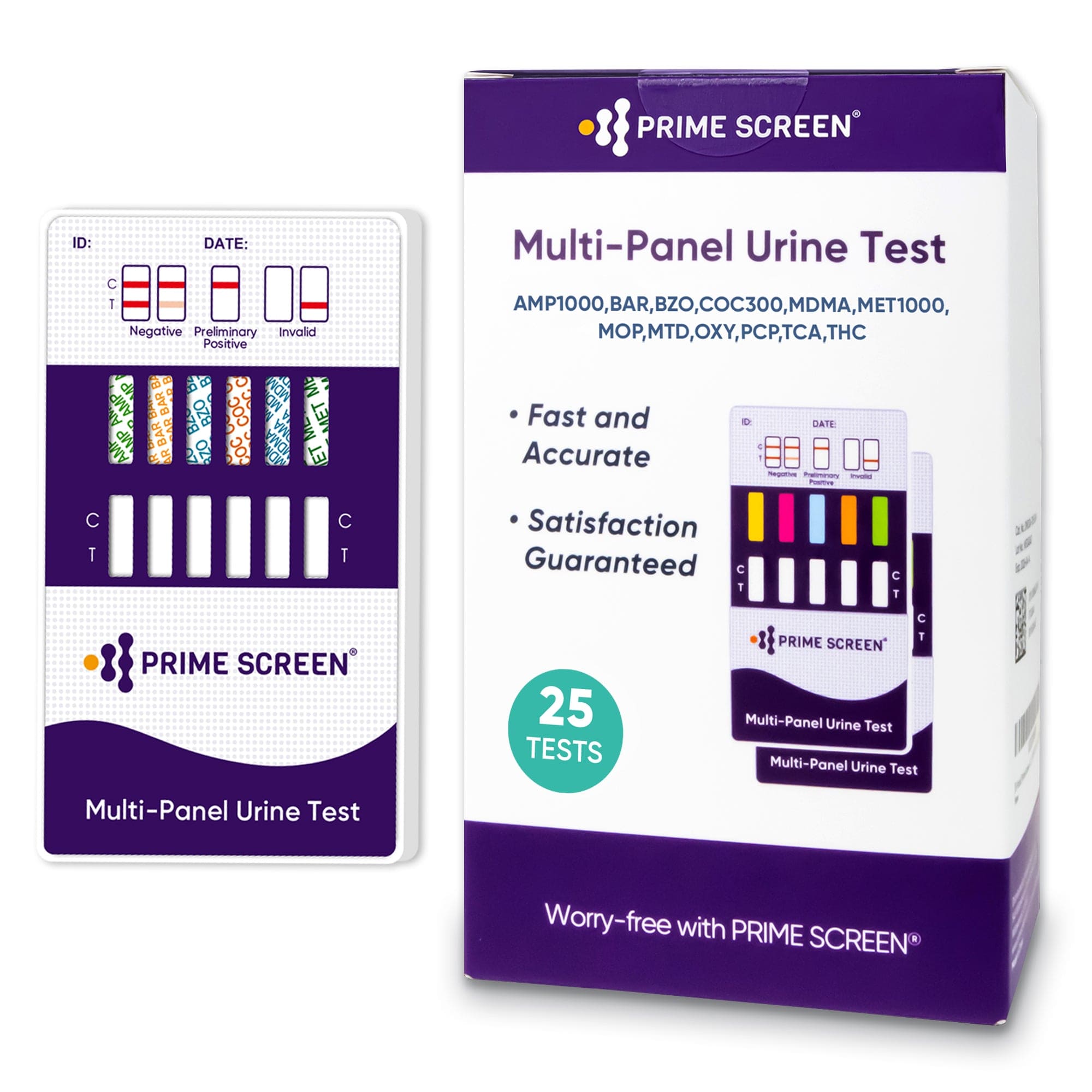 Prime Screen - Prime Screen 12 Panel Multi Drug Urine Drug Test Card (AMP,BAR,BZO,COC,mAMP,MDMA,MOP/OPI 300,MTD,OXY,PCP,TCA,THC) - WDOA-7125