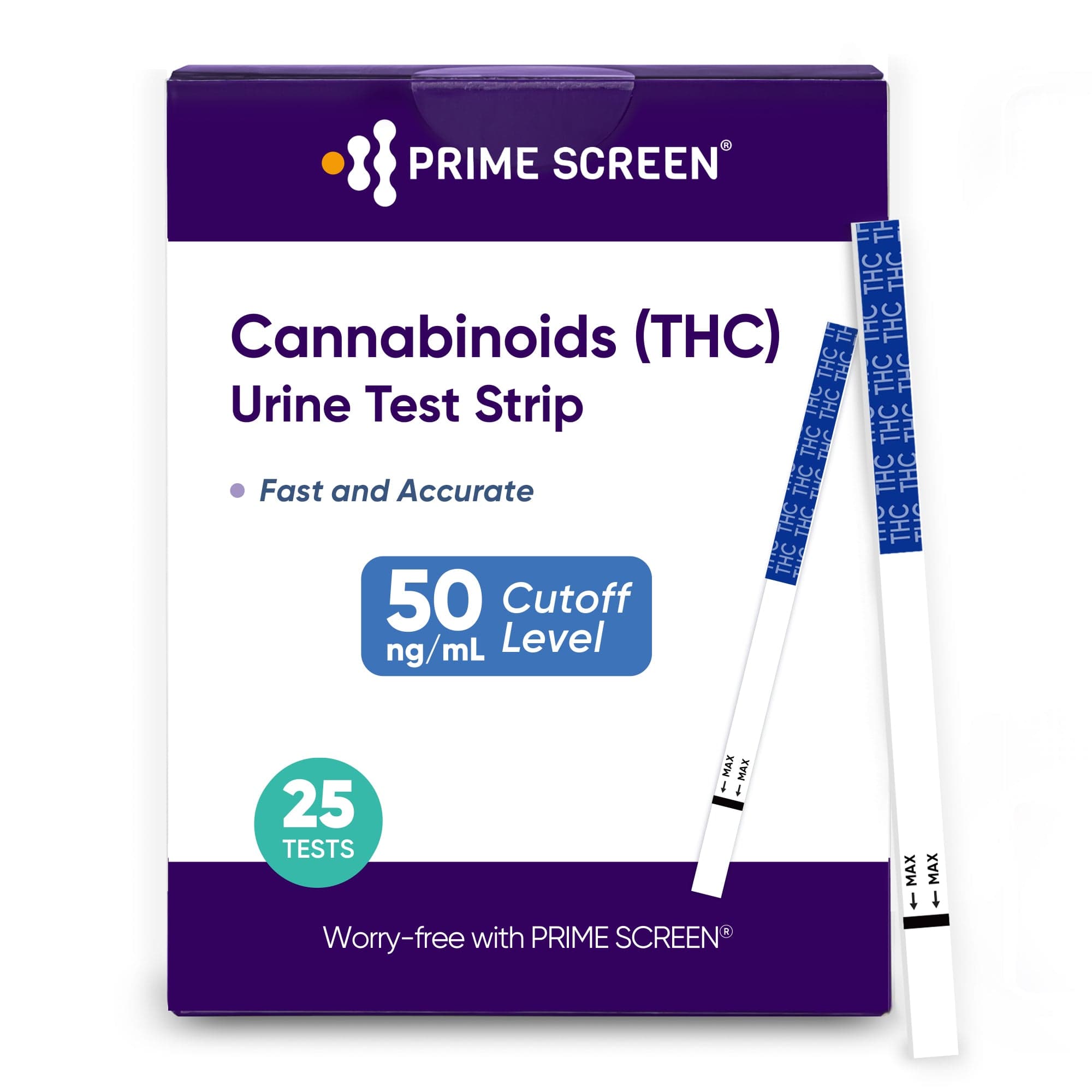 Prime Screen - CLEARANCE! Marijuana Drug Test Dip-Highly Sensitive at Home Urine THC Test Strips 25 Pack for Marijuana/Weed - 50 ng/ml Short Dated: EXP 11/08/2025