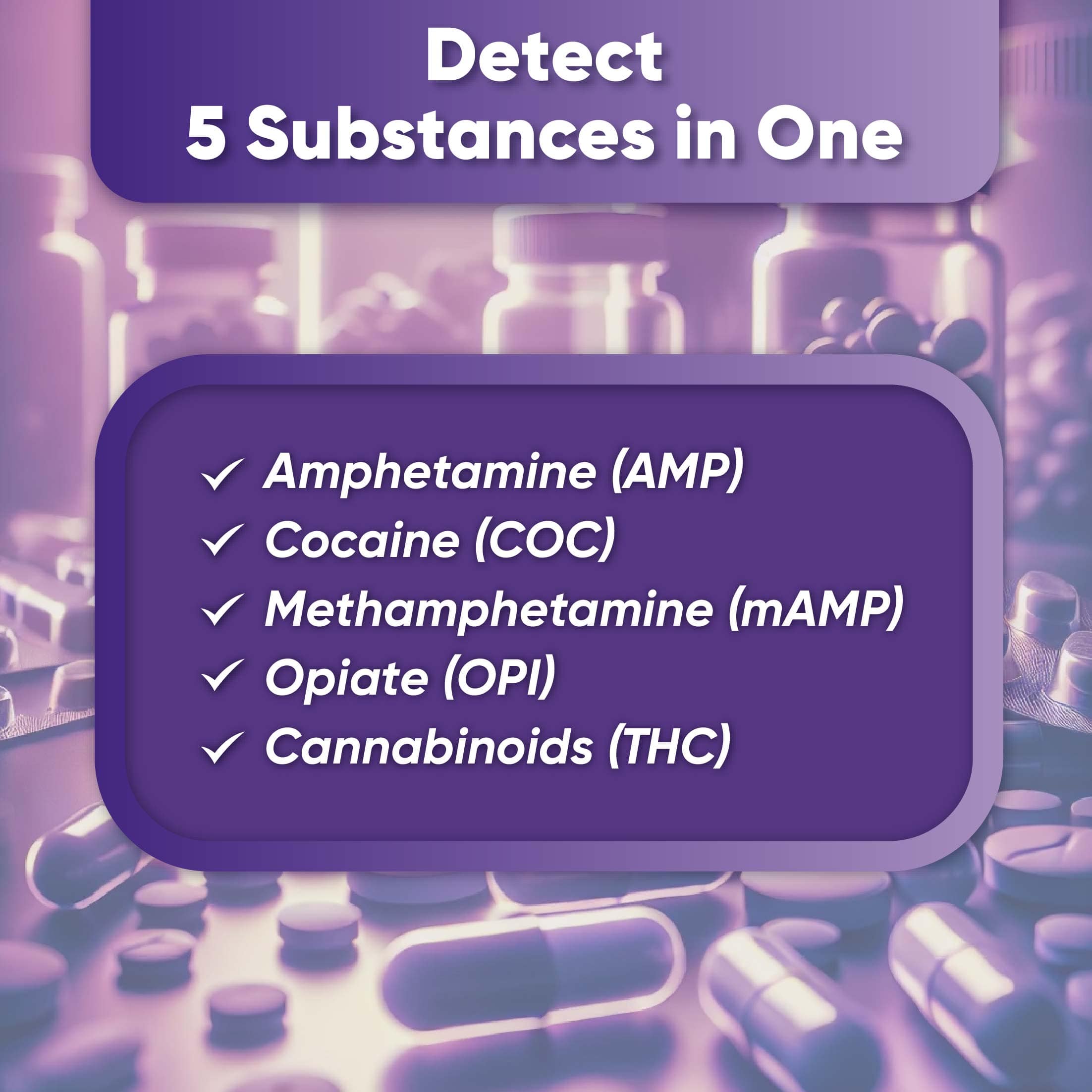Prime Screen - 5 Panel Multi-Drug Dip Test (THC), COC, OPI, AMP, MET/mAMP - WDOA-254