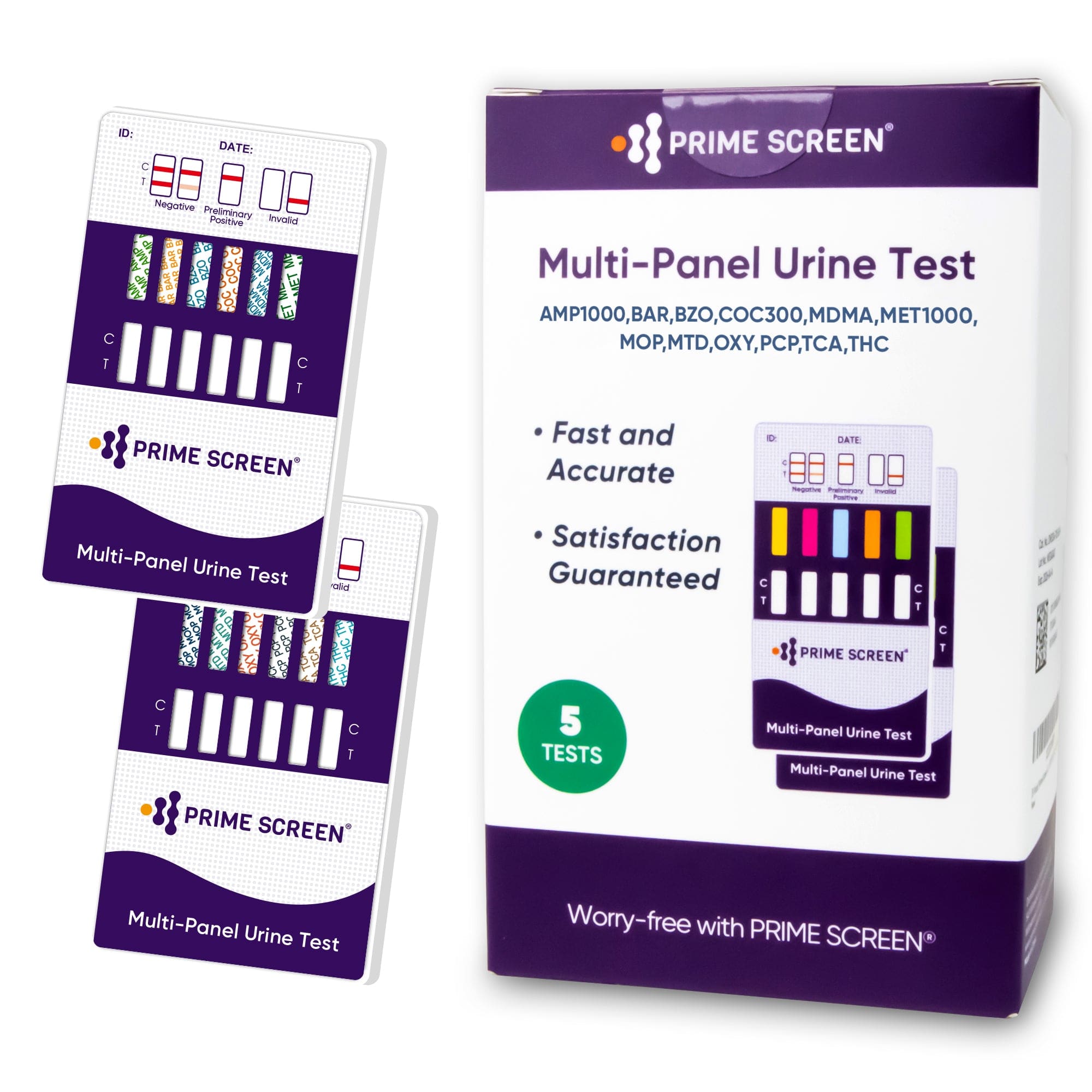 Prime Screen - Prime Screen 12 Panel Multi Drug Urine Drug Test Card (AMP,BAR,BZO,COC,mAMP,MDMA,MOP/OPI 300,MTD,OXY,PCP,TCA,THC) - WDOA-7125