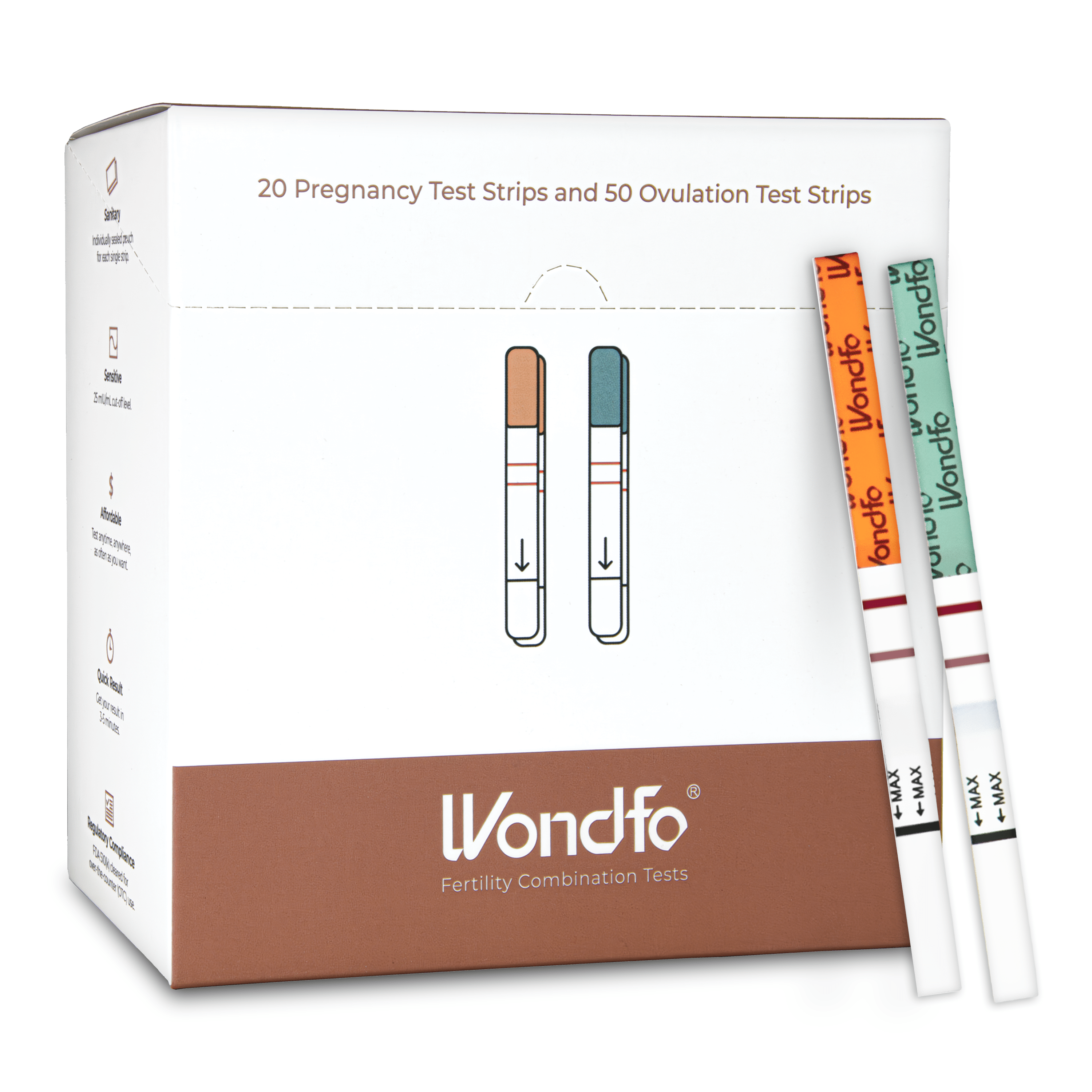 Prime Screen - Wondfo 50 Ovulation Test Strips and 20 Pregnancy Test Strips Kit - Rapid Test Detection for Home Self-Checking 50 LH + 20 HCG (LH,HCG) LH-50S W2-S 