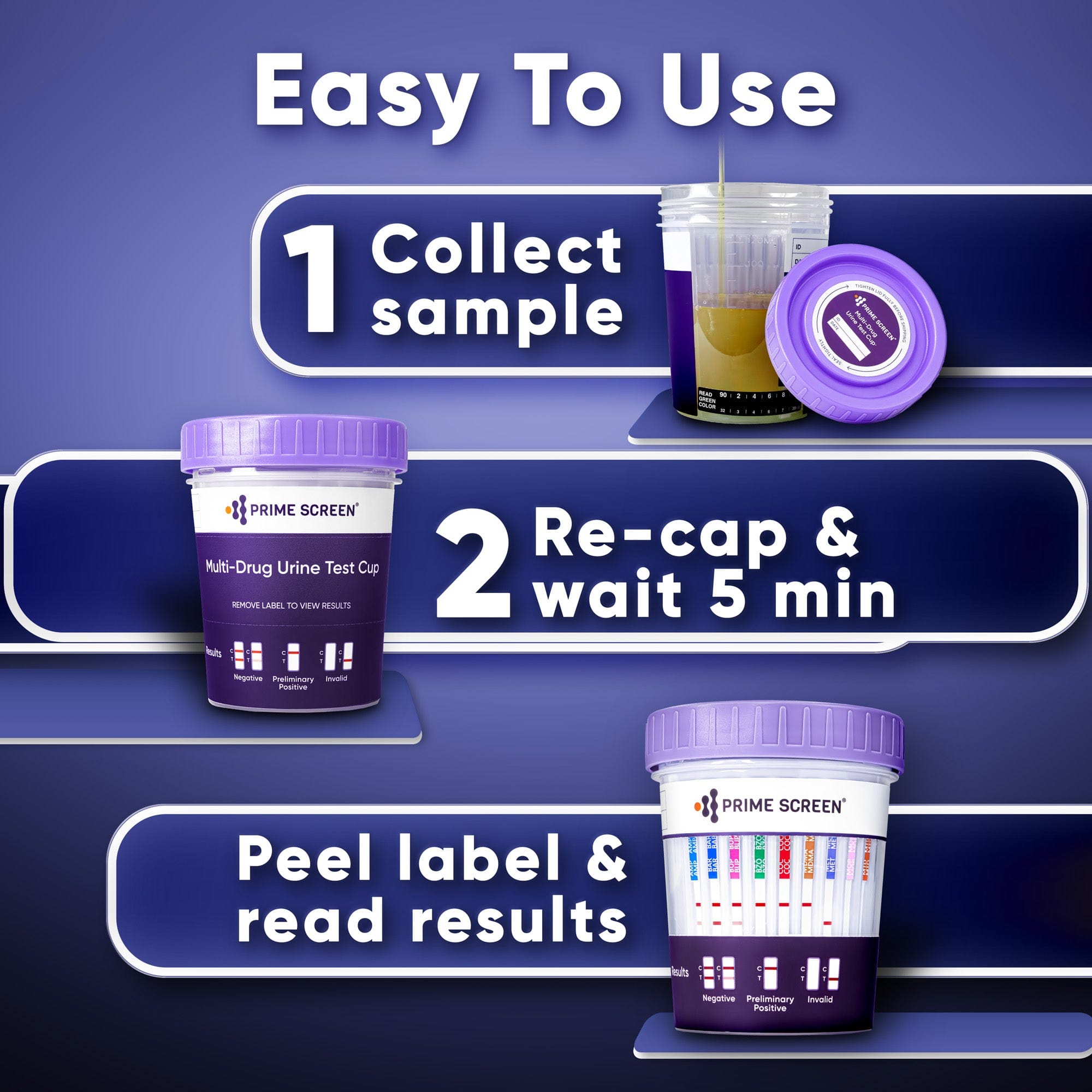 Prime Screen - Prime Screen - 7 Panel Instant Urine Drug Testing Cup Kit [1 Pack] T-274 ,Detecting 7 drugs simultaneously: Marijuana (THC), Amphetamine (AMP), Benzodiazepines (BZO), Cocaine (COC), Methamphetamine 
