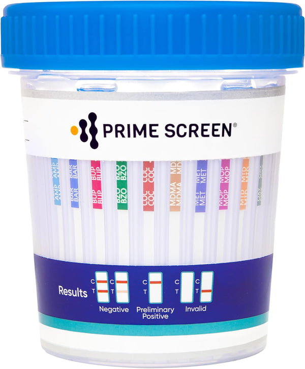Prime Screen - 12 Multi Panel Urine Test Cup (AMP,BAR,BUP,BZO,COC,mAMP,MDMA,MOP,MTD,OXY,PCP,THC) - TDOA-6125 