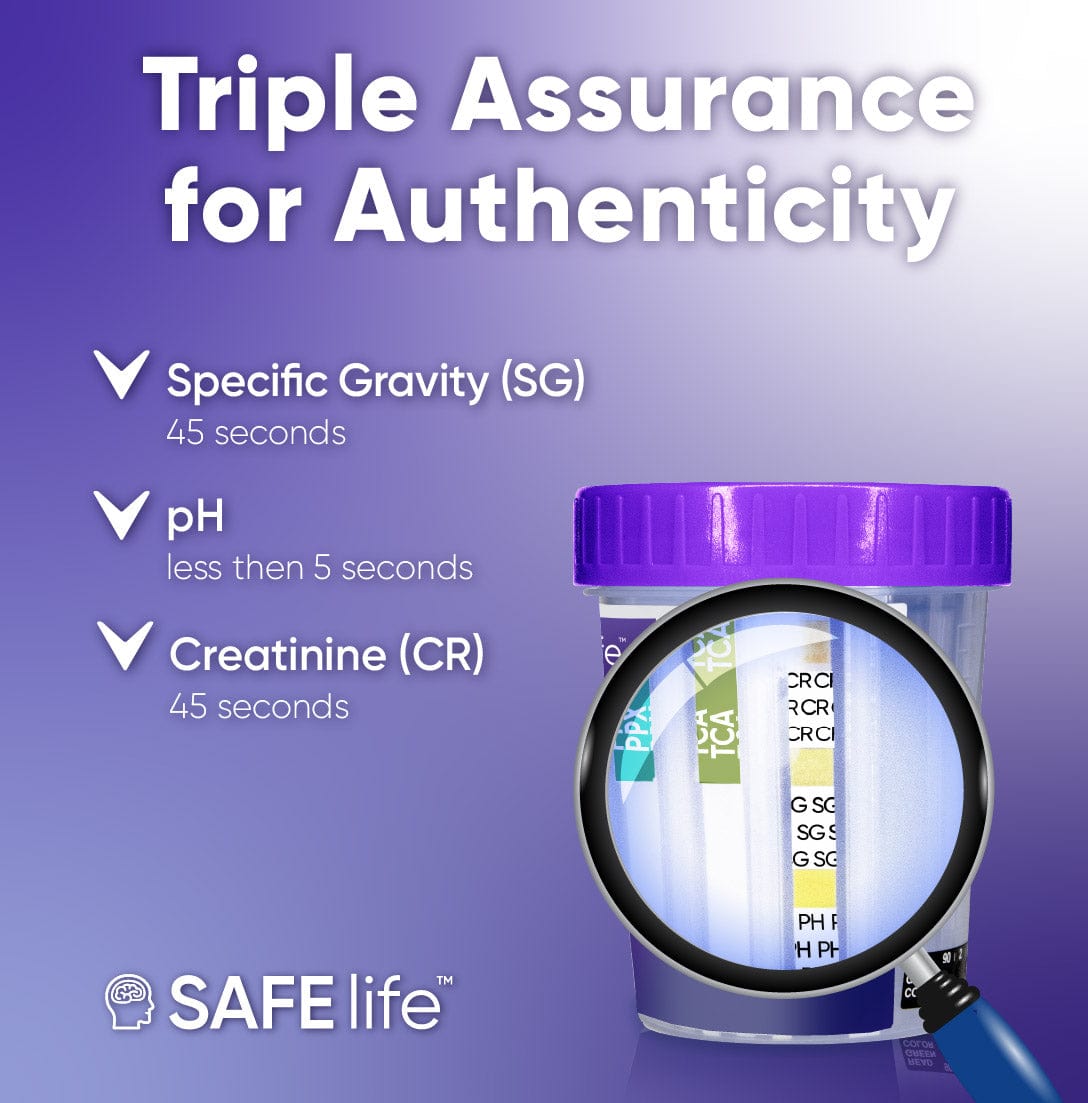 SAFE LIFE  13 Panel Urine Cup (AMP500, BAR, BUP, BZO, COC150, MDMA, MET500, MOP 300, MTD, OXY, PCP, TCA) Include with 3 Adulterations (CR,SG,PH) - CDOA-L9135NTA3