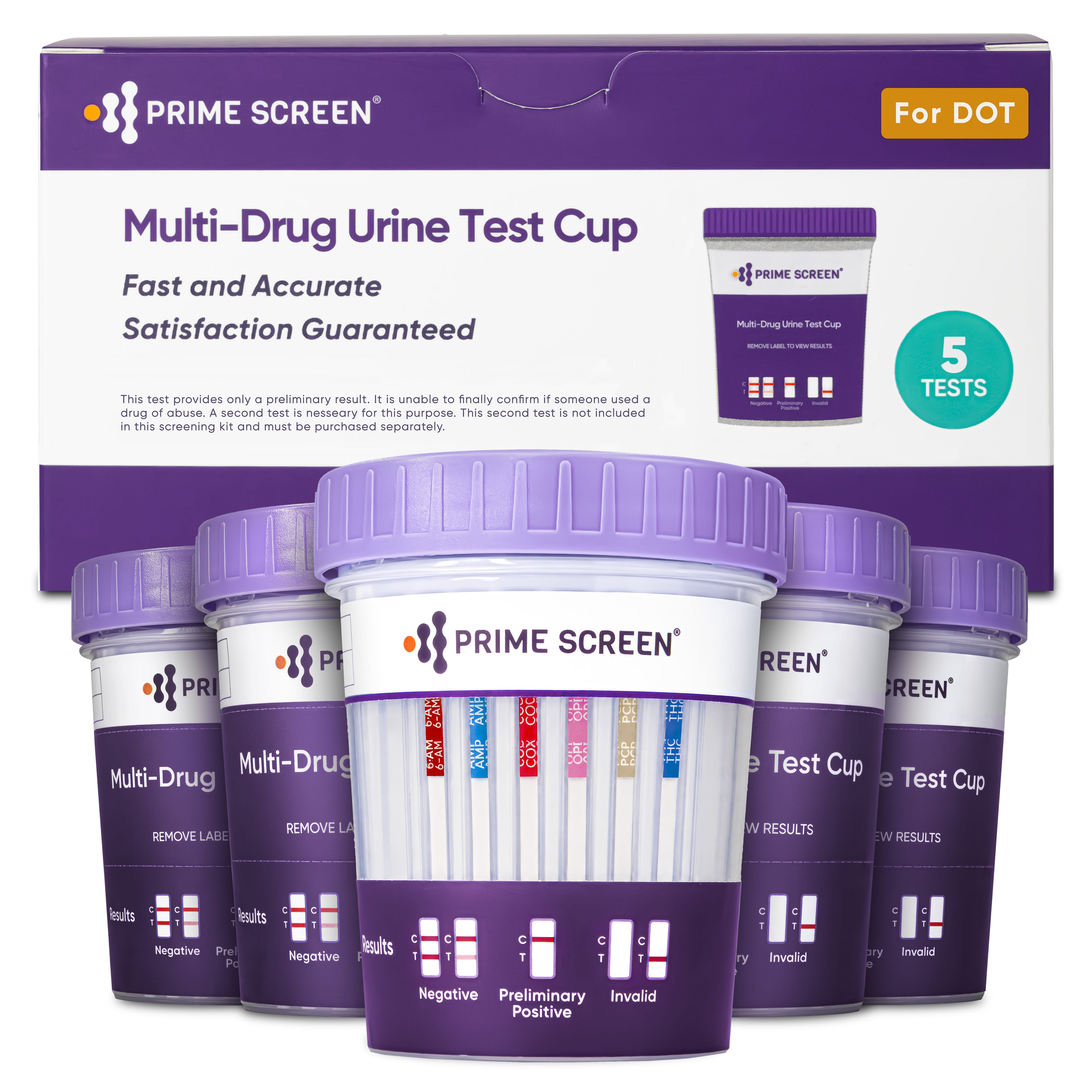 Prime Screen - Prime Screen - 6 Panel Instant Urine Drug Testing Cup Kit [1 Pack] T-964 ,Detecting 6 drugs simultaneously: Marijuana(THC), (AMP500),(COC150),(OPI2000),and (6-MAM10) 