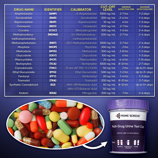 18 Panel Urine Drug Test Cup Kit (AMP,BAR,BUP,BZO,COC,mAMP,MDMA,MOP/OPI 300,MTD,OXY,PCP,TCA,THC, ETG, FTY, TRA, K2,TRA100)]-CDOA-S1185EFTKK