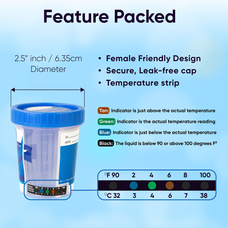 13 Panel Compact Urine Test Cup (AMP500, BAR, BUP, BZO, COC150, mAMP500, MDMA, MTD, OPI300, OXY, PCP, TCA) - CDOA-L9135NTA3