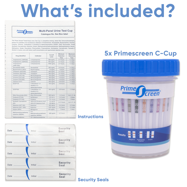 Prime Screen - 12 Compact Multi Panel Urine Test Cup (AMP,BAR,BUP,BZO,COC,MDMA,MTD,OPI,OXY,PCP,TCA,THC) - CDOA-3124 