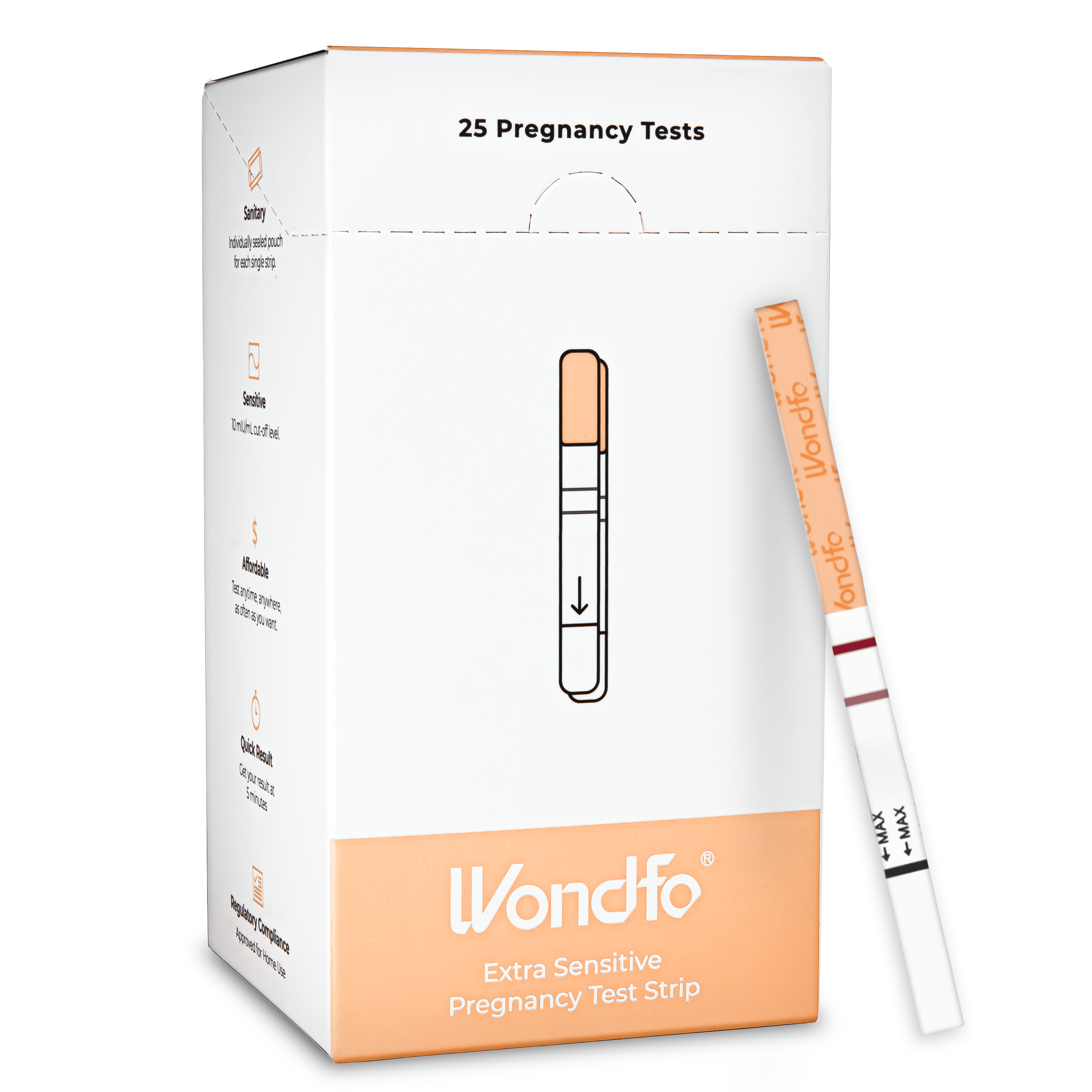 Prime Screen - [25 Pack] Wondfo Early Result Pregnancy Test Strips - Get Results 6 Days Sooner Than Missed Period-Sensitive and Accurate HCG Testing Kit at 10 MIU/ml Cut-Off (hCG) W1-S 