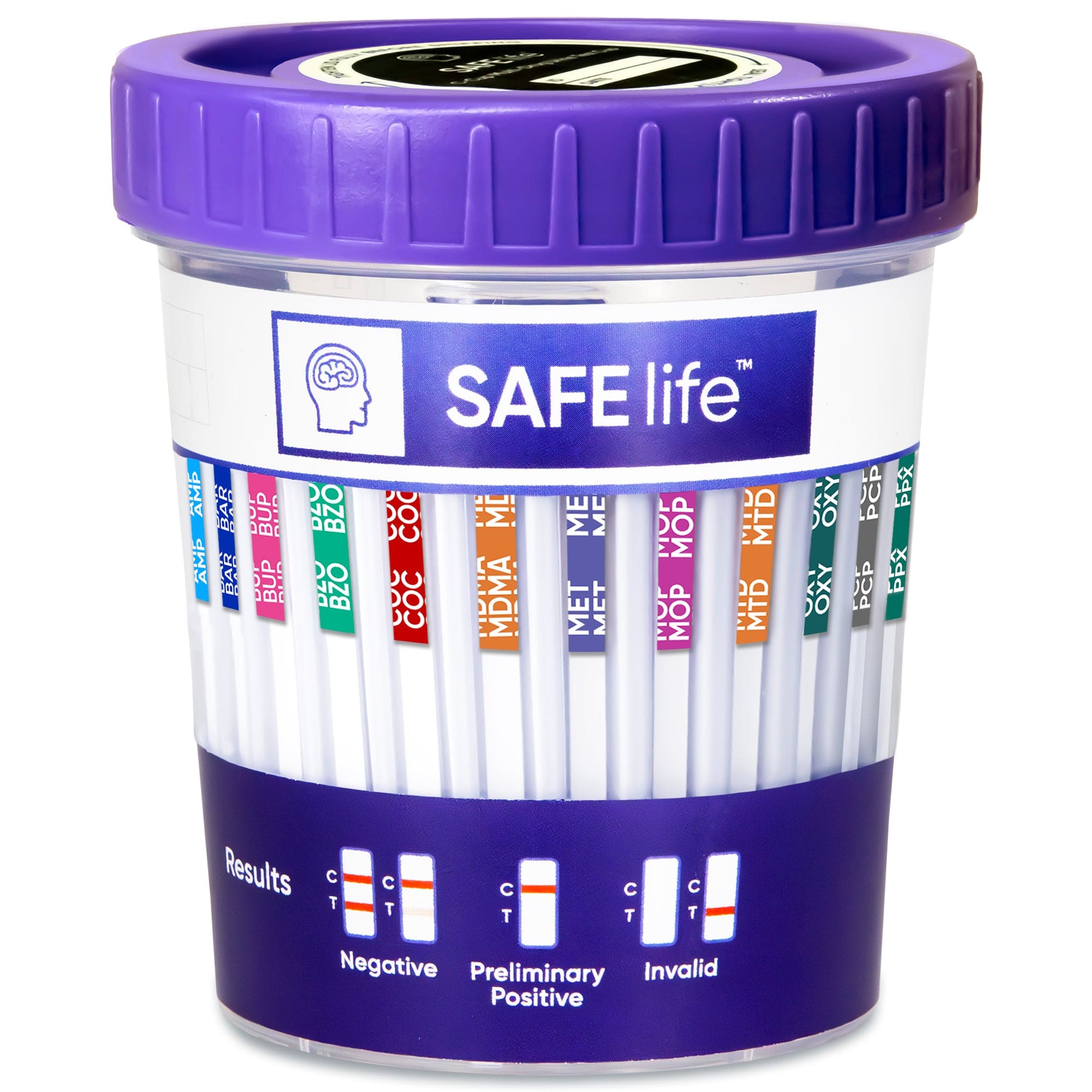 SAFE LIFE  13 Panel Urine Cup (AMP500, BAR, BUP, BZO, COC150, MDMA, MET500, MOP 300, MTD, OXY, PCP, TCA) Include with 3 Adulterations (CR,SG,PH) - CDOA-L9135NTA3