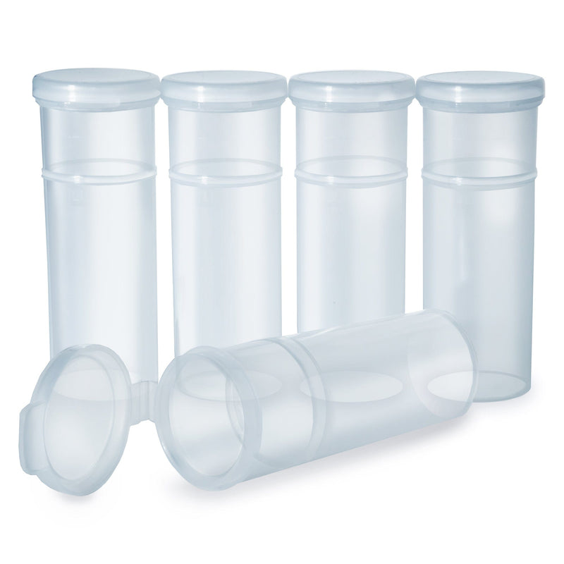 SafeLife Snap-seal Plastic Container, Bottle, Cup, for Small Parts, Beads, liquid sample, Coins, Air Tight; Prescription Bottle, 45 mL/1.5 oz, 10 pack