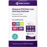 Multi Level Marijuana Home Urine Test Dip Kit - Highly Sensitive THC 5 Level Drug Test Kit-Detects at 15 ng/mL, 50 ng/mL, 100 ng/mL, 200 ng/mL, and 300 ng/mL