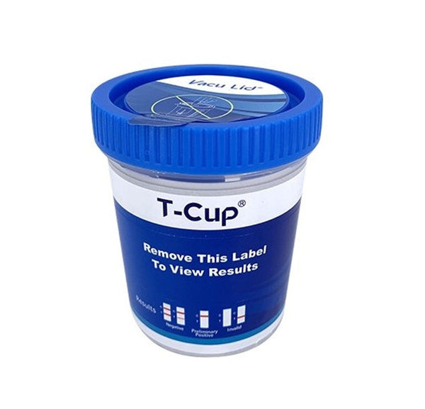 12-Panel T-Cup w/Vacu Lid; (AMP,BAR,BUP,BZO,COC,mAMP,MDMA,MOP,MTD,OXY,PCP,THC) - TDOA-6125V