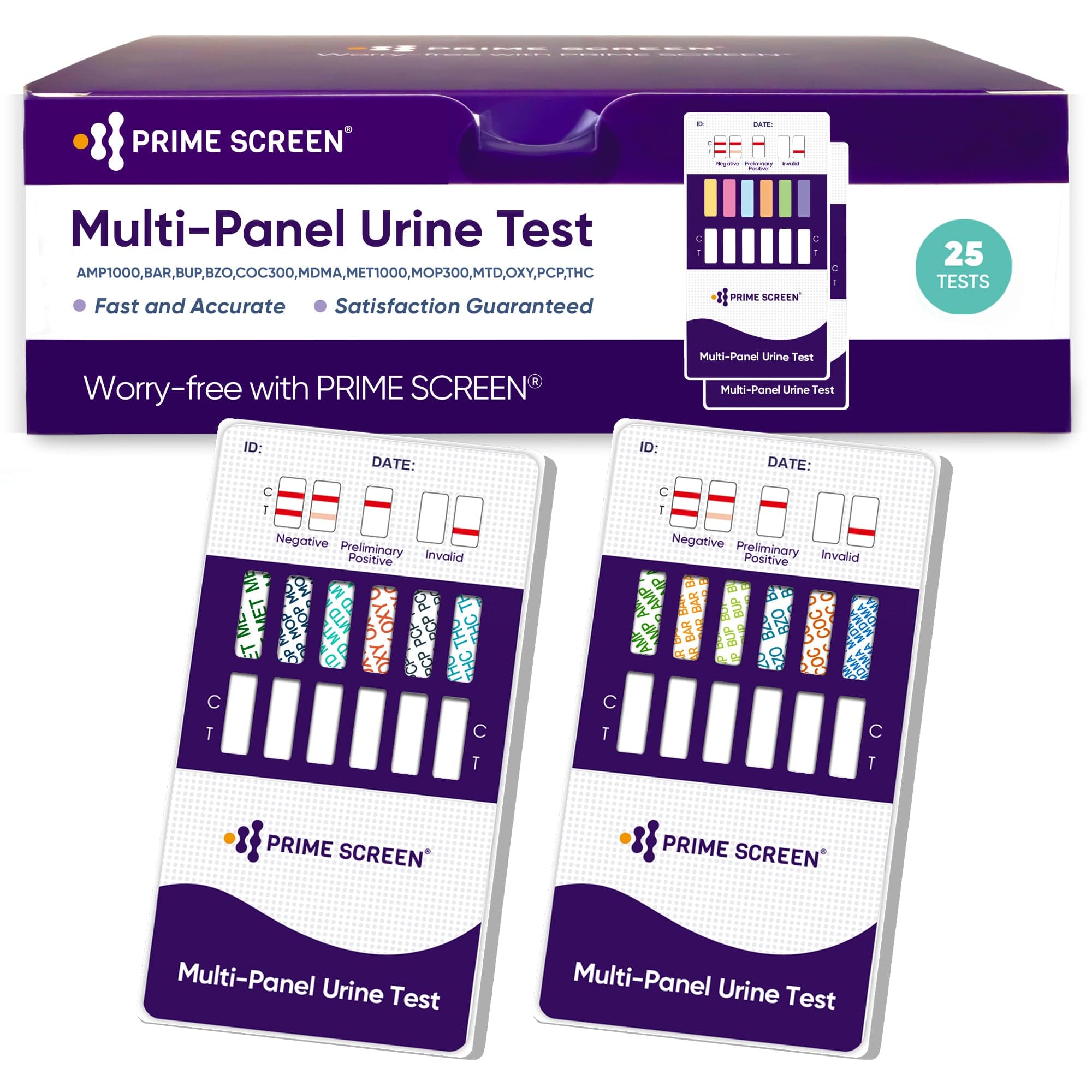 Prime Screen - 12-Panel Dip Card Multi Drug Test Screen Kit (AMP,BAR,BUP,BZO,COC,mAMP,MDMA,MOP,MTD,OXY,PCP,THC) WDOA-6125 