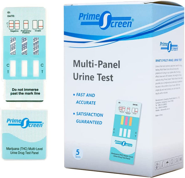 Prime Screen - Multi Level Marijuana Home Urine Test Dip Kit - Highly Sensitive THC 3 Level Drug Test Kit-Detects at 15 ng/mL, 50 ng/mL, and 100 ng/mL 