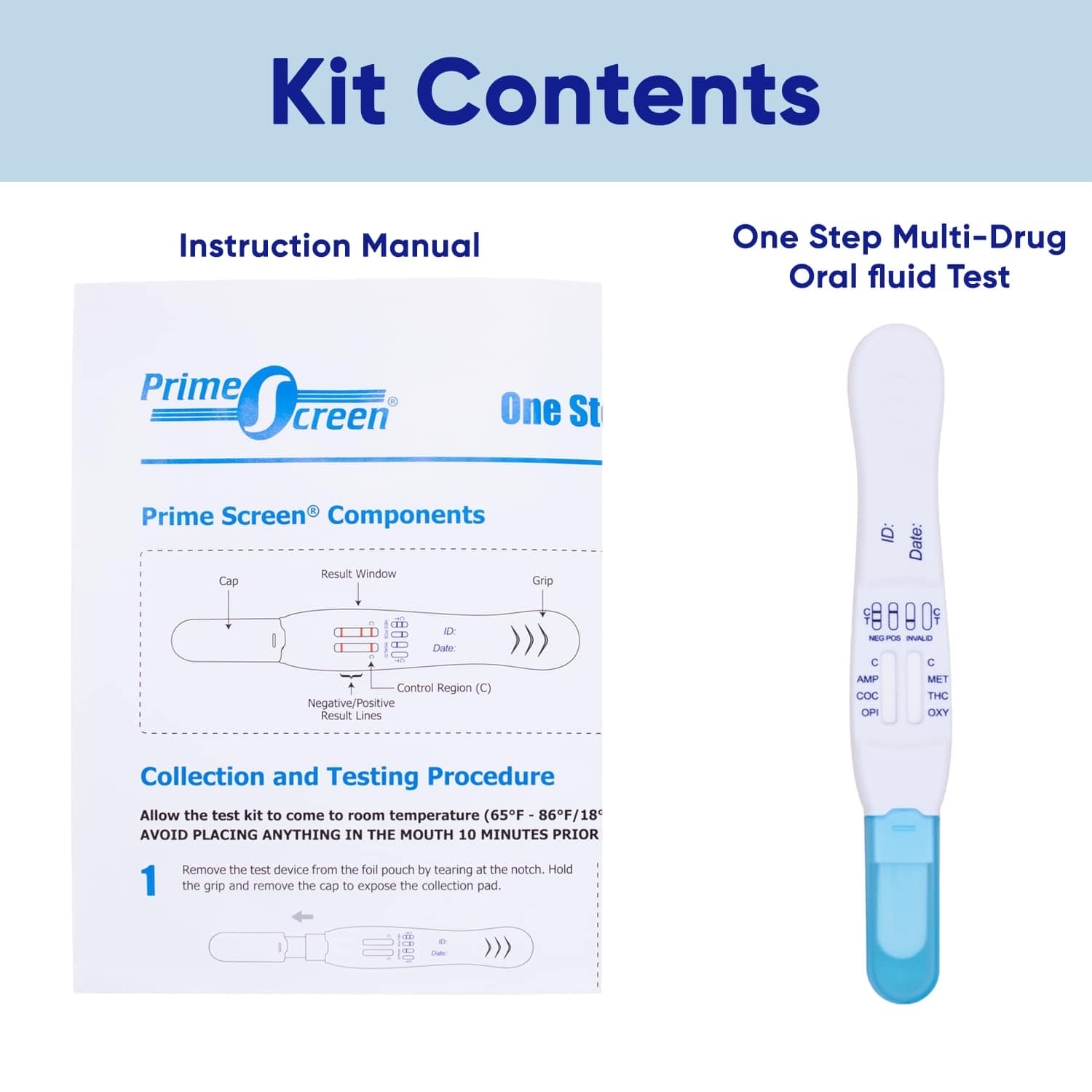 Prime Screen | 6 Panel Multi-Drug Oral Fluid Test, One Step (AMP, COC ...
