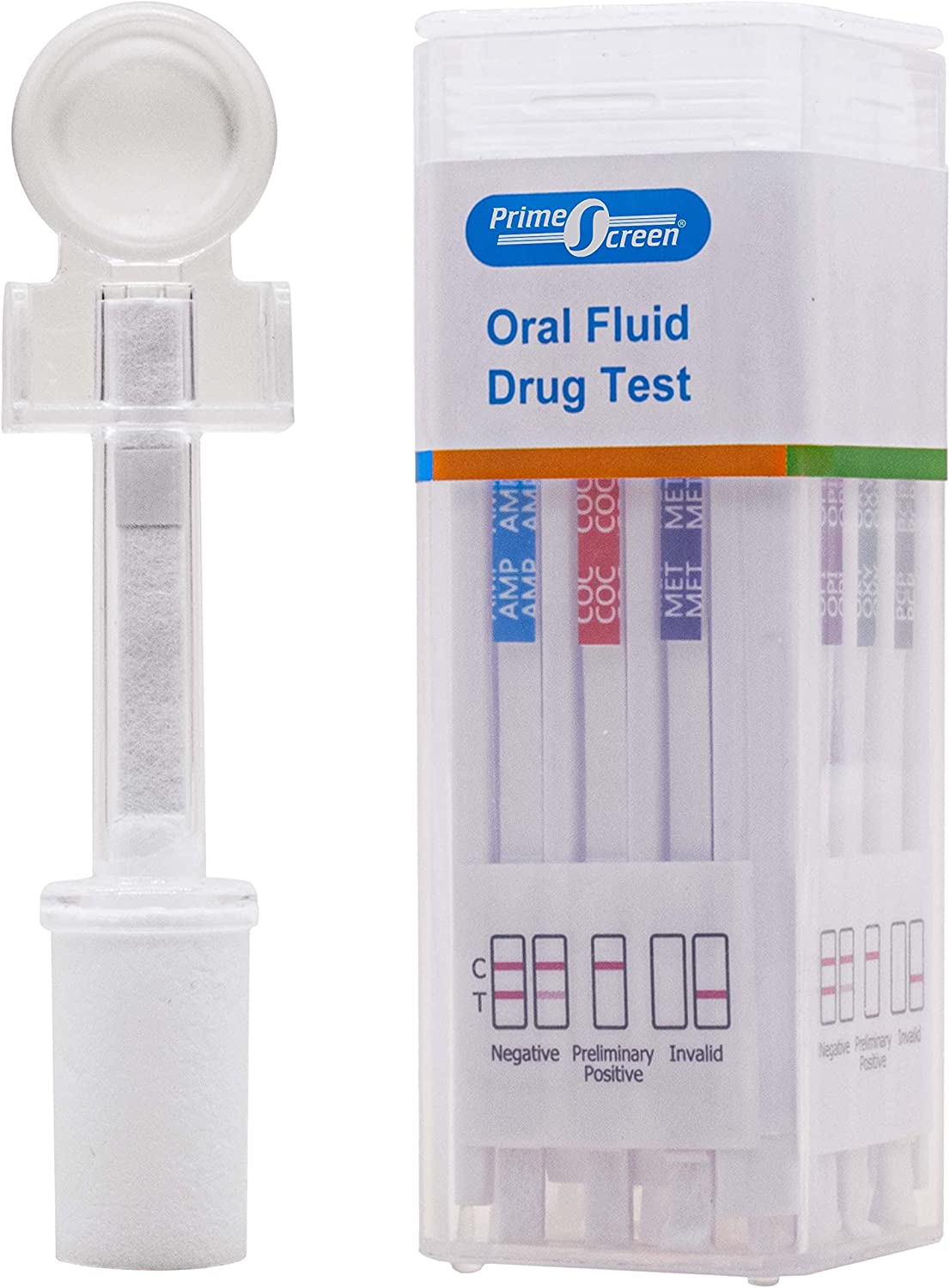 Prime Screen - 5 Panel Saliva Oral Fluid Test Kit (AMP, COC, MET, OPI, PCP) - QODOA-156NTEUO 