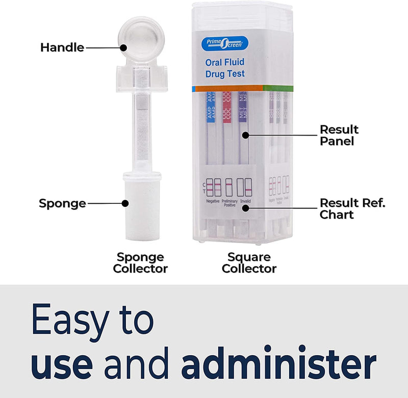 Prime Screen - 9 Panel Saliva Oral Fluid Test Kit, (AMP,BAR,COC,MDMA,MET,MTD,OPI,OXY,PCP) - QODOA-496NTEUO 