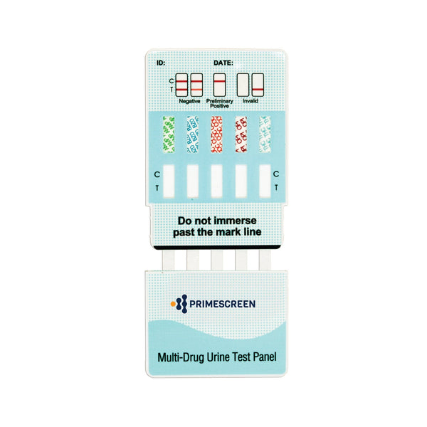 Prime Screen Kit de prueba de drogas de saliva oral de 7 paneles [paquete  de 5], pruebas de empleo y seguro (AMP, COC, MET, OPI, OXY, PCP, THC) 