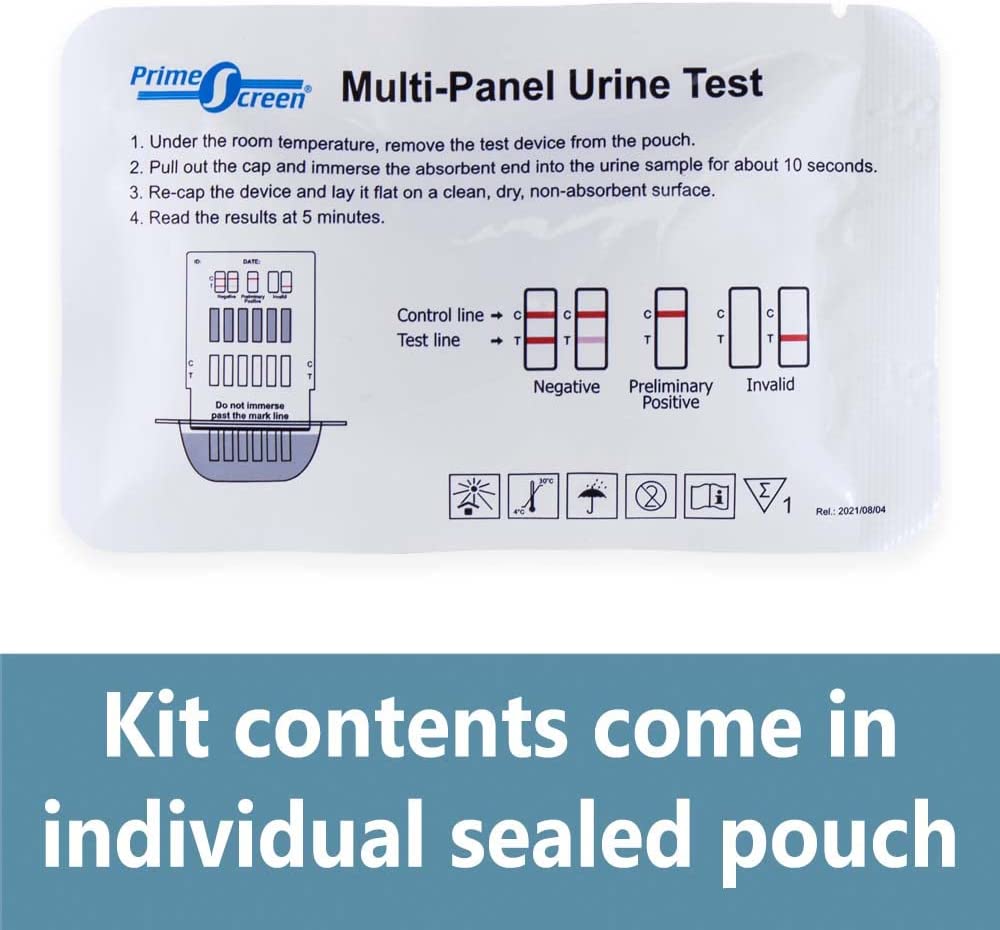 Prime Screen 5 Pack 4 Panel Urine Dip Test Kit Testing Thc Nicotine Cot Alcohol Test 6232